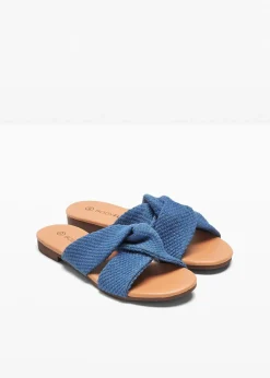 bonprix Sommerschuhe|Pantoletten mit Knoten blau denim