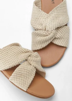 bonprix Sommerschuhe|Pantoletten mit Knoten beige