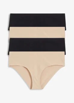 bonprix Wäsche·Baumwollunterwäsche|Wäsche·Höschen|Panty mit Bio-Baumwolle (4er Pack) kreidebeige+schwarz