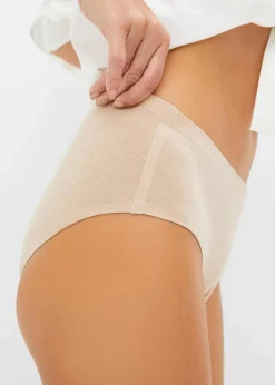 bonprix Wäsche·Baumwollunterwäsche|Wäsche·Höschen|Panty mit Bio-Baumwolle (4er Pack) kreidebeige+schwarz