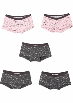 bonprix Mehrfachpacks|Mädchen·Unterwäsche|Panty mit weicher Baumwolle (5er-Pack) schiefergrau/hellrosa bedruckt