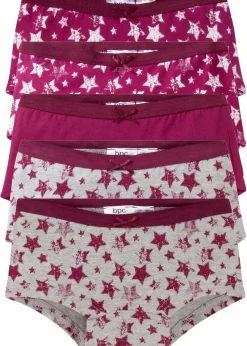 bonprix Mehrfachpacks|Mädchen·Unterwäsche|Panty mit weicher Baumwolle (5er Pack) hellgrau meliert+beere+weiß