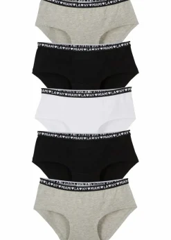 bonprix Mehrfachpacks|Mädchen·Unterwäsche|Panty mit weicher Baumwolle (5er-Pack) schwarz/weiß/hellgrau meliert