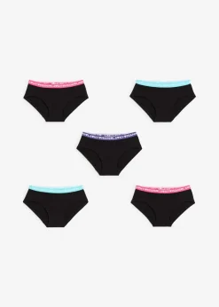 bonprix Mehrfachpacks|Mädchen·Unterwäsche|Panty mit weicher Bio-Baumwolle (5er Pack) schwarz