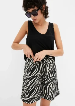 bonprix Bekleidung·Outdoorbekleidung|Bekleidung·Kleider|Paperbag Shorts mit Schnürung schwarz/natur zebra bedruckt