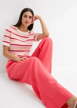 bonprix Hosen|Bekleidung·Kleider|Paperbag-Hose aus luftigem Leinen-Mix paradiespink