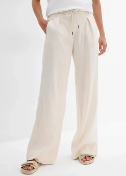 bonprix Bekleidung·Kleider|Hosen|Paperbag-Hose aus luftigem Leinen-Mix naturbeige