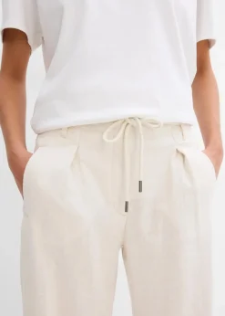 bonprix Bekleidung·Kleider|Hosen|Paperbag-Hose aus luftigem Leinen-Mix naturbeige