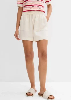 bonprix Hosen|Shorts|Paperbag-Shorts aus fließendem Lyocell-Mix cremeweiß