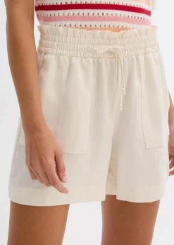 bonprix Hosen|Shorts|Paperbag-Shorts aus fließendem Lyocell-Mix cremeweiß