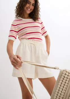 bonprix Hosen|Shorts|Paperbag-Shorts aus fließendem Lyocell-Mix cremeweiß