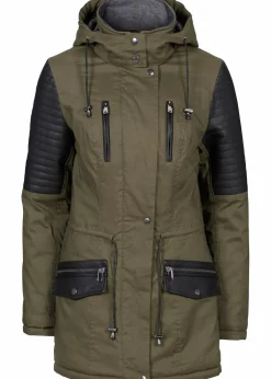 bonprix Bekleidung·Hosen|Jacken & Mäntel|Parka khakigrün/schwarz