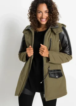 bonprix Bekleidung·Hosen|Jacken & Mäntel|Parka khakigrün/schwarz