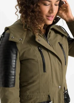 bonprix Bekleidung·Hosen|Jacken & Mäntel|Parka khakigrün/schwarz