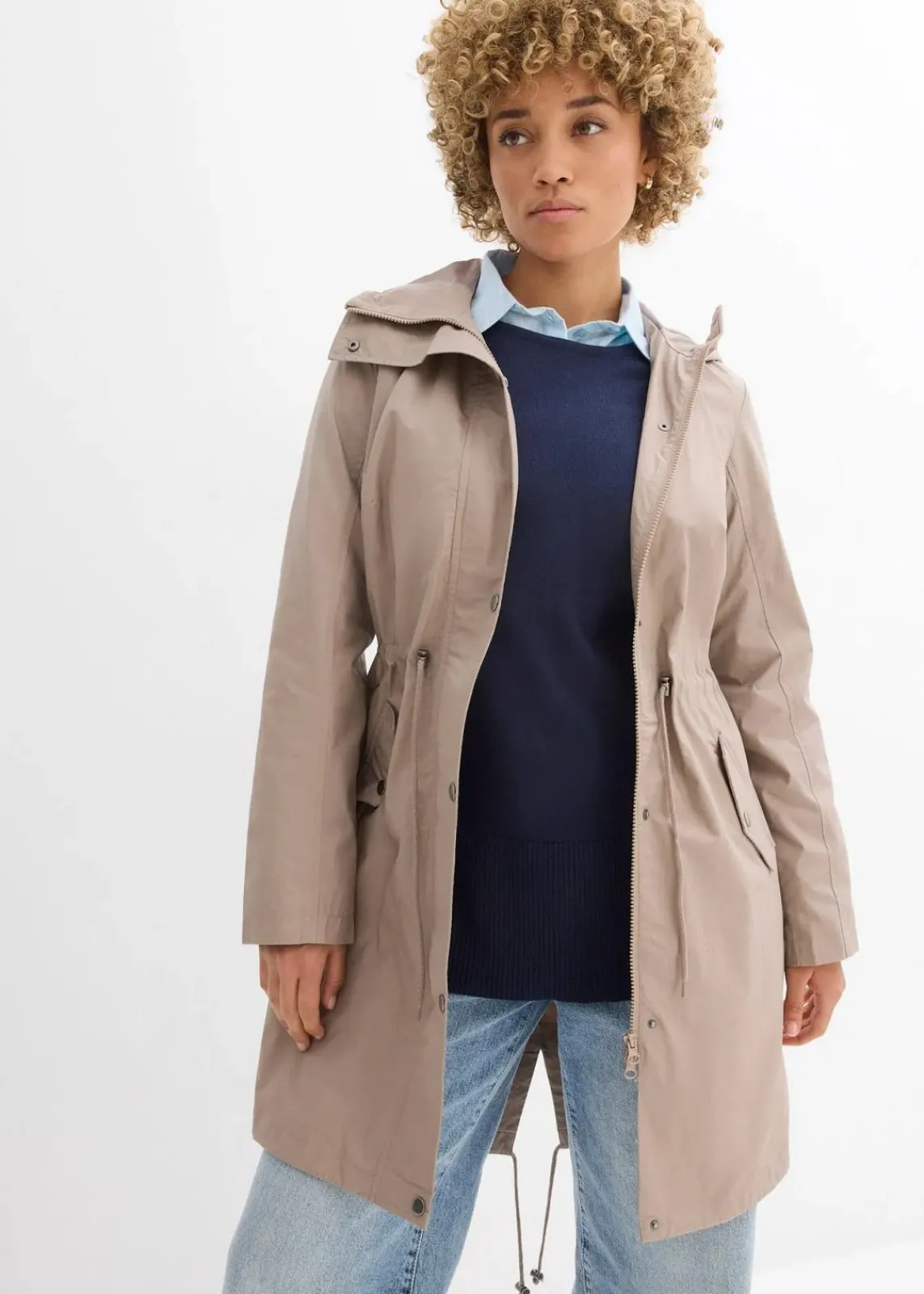 bonprix Jacken & Mäntel|Parka mit Kapuze taupe