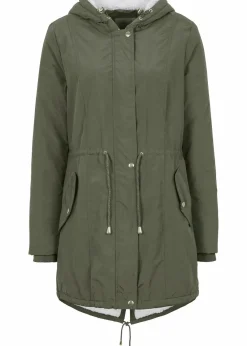 bonprix Bekleidung·Hosen|Jacken & Mäntel|Parka mit Teddy-Futter oliv