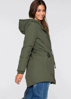 bonprix Bekleidung·Hosen|Jacken & Mäntel|Parka mit Teddy-Futter oliv