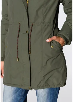 bonprix Bekleidung·Hosen|Jacken & Mäntel|Parka mit Teddy-Futter oliv