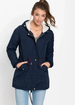 bonprix Jacken & Mäntel|Bekleidung·Hosen|Parka mit Teddy-Futter dunkelblau