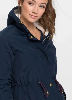 bonprix Jacken & Mäntel|Bekleidung·Hosen|Parka mit Teddy-Futter dunkelblau