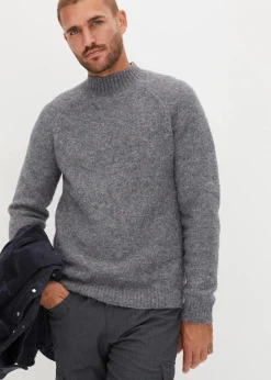 bonprix Große Größen|Pullover & Strickjacken|pflegeleichter Grobstrick-Pullover grau meliert