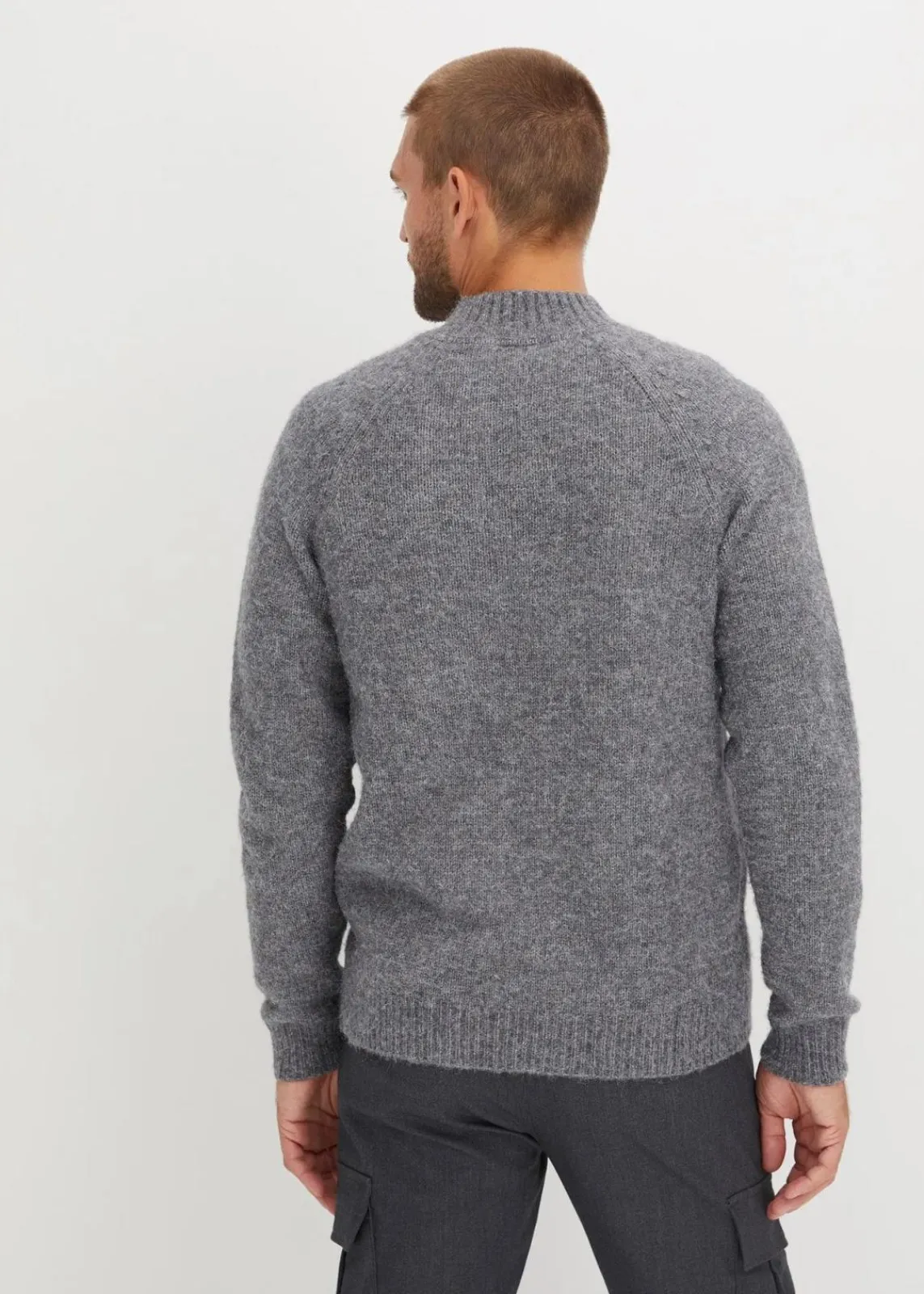 bonprix Große Größen|Pullover & Strickjacken|pflegeleichter Grobstrick-Pullover grau meliert