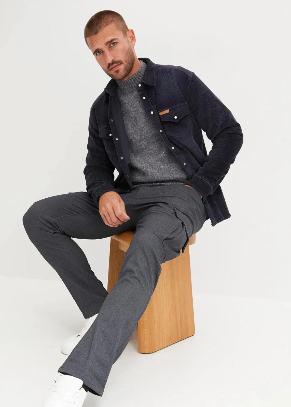 bonprix Große Größen|Pullover & Strickjacken|pflegeleichter Grobstrick-Pullover grau meliert