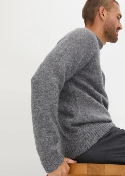 bonprix Große Größen|Pullover & Strickjacken|pflegeleichter Grobstrick-Pullover grau meliert