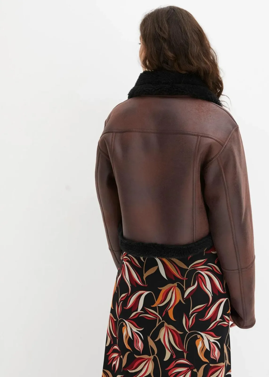 bonprix Jacken & Mäntel|Pilotenjacke aus Lammfellimitat terrabraun