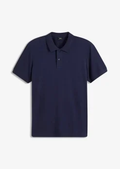 bonprix Große Größen|Basics|Piqué-Poloshirt aus reiner Bio-Baumwolle dunkelblau