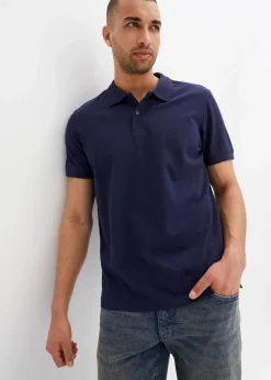 bonprix Große Größen|Basics|Piqué-Poloshirt aus reiner Bio-Baumwolle dunkelblau