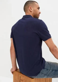 bonprix Große Größen|Basics|Piqué-Poloshirt aus reiner Bio-Baumwolle dunkelblau