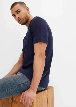bonprix Große Größen|Basics|Piqué-Poloshirt aus reiner Bio-Baumwolle dunkelblau