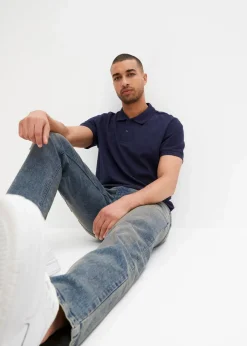 bonprix Große Größen|Basics|Piqué-Poloshirt aus reiner Bio-Baumwolle dunkelblau