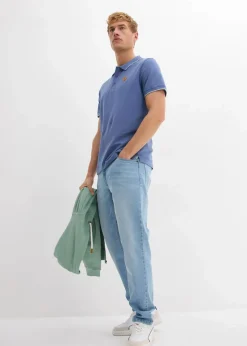 bonprix Shirts & Polos|Große Größen|Piqué-Poloshirt aus reiner Bio-Baumwolle jeansblau