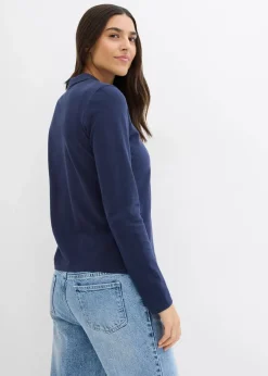 bonprix Bekleidung·Röcke|Nachhaltigere Materialien|Piqué-Poloshirt aus reiner Bio-Baumwolle dunkelblau