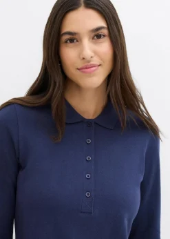 bonprix Bekleidung·Röcke|Nachhaltigere Materialien|Piqué-Poloshirt aus reiner Bio-Baumwolle dunkelblau