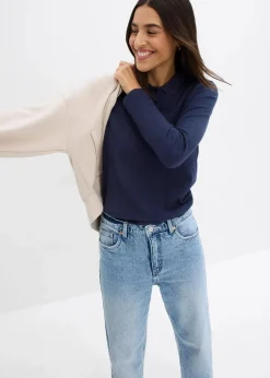 bonprix Bekleidung·Röcke|Nachhaltigere Materialien|Piqué-Poloshirt aus reiner Bio-Baumwolle dunkelblau