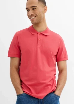 bonprix Shirts & Polos|Basics|Piqué-Poloshirt aus reiner Bio-Baumwolle korallenrot
