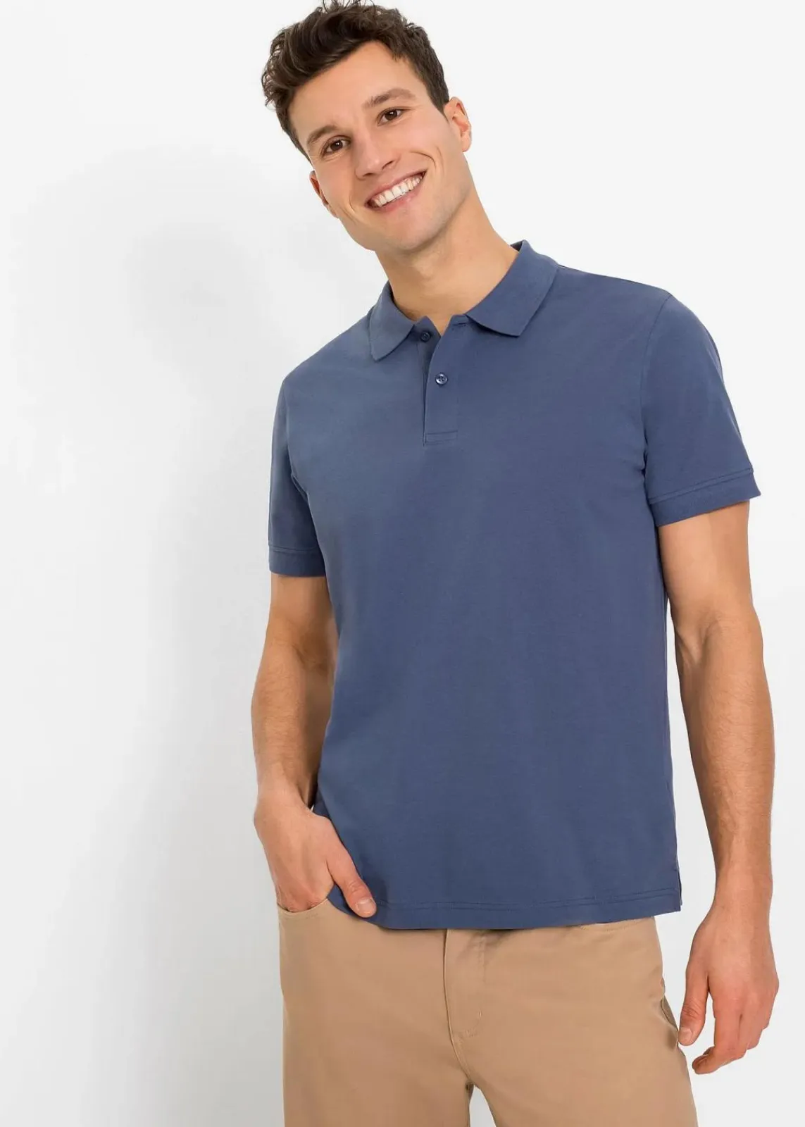 bonprix Shirts & Polos|Basics|Piqué-Poloshirt aus reiner Bio-Baumwolle indigo