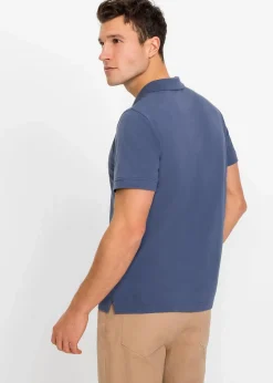 bonprix Shirts & Polos|Basics|Piqué-Poloshirt aus reiner Bio-Baumwolle indigo