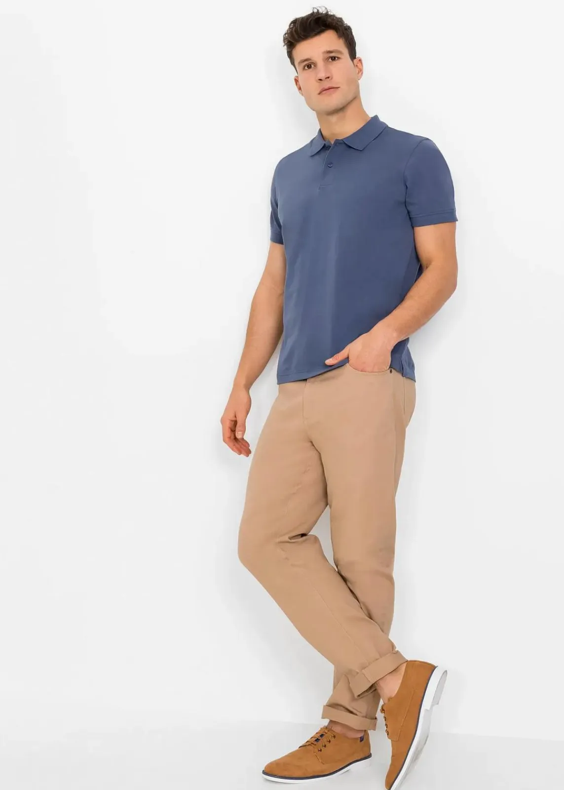 bonprix Shirts & Polos|Basics|Piqué-Poloshirt aus reiner Bio-Baumwolle indigo