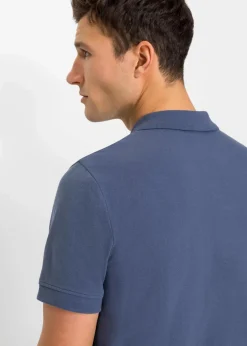 bonprix Shirts & Polos|Basics|Piqué-Poloshirt aus reiner Bio-Baumwolle indigo