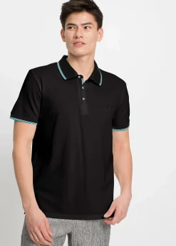 bonprix Shirts & Polos|Basics|Piqué-Poloshirt aus reiner Baumwolle (3er Pack) türkis + weiß + schwarz