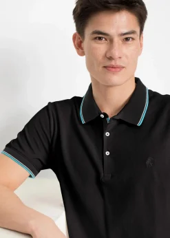 bonprix Shirts & Polos|Basics|Piqué-Poloshirt aus reiner Baumwolle (3er Pack) türkis + weiß + schwarz