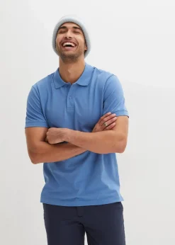 bonprix Shirts & Polos|Basics|Piqué-Poloshirt aus reiner Bio-Baumwolle kristallblau
