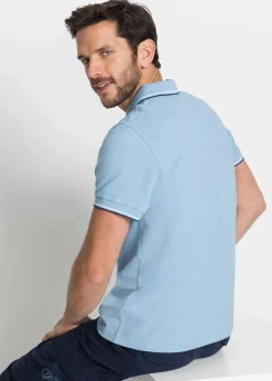 bonprix Shirts & Polos|Basics|Piqué-Poloshirt aus reiner Bio-Baumwolle hellblau