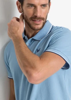 bonprix Shirts & Polos|Basics|Piqué-Poloshirt aus reiner Bio-Baumwolle hellblau