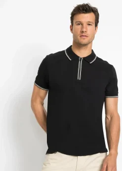 Piqué-Poloshirt mit Reißverschluss aus reiner Baumwolle|bonprix Online