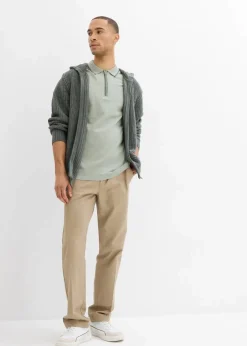 Piqué-Poloshirt mit Reißverschluss aus reiner Baumwolle|bonprix Sale